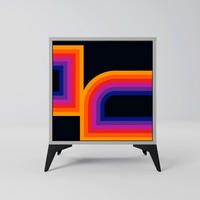 SIDEBOARD BLINDED BY THE LIGHTS, Grau, 57,5x42x70,5 cm, Schwarze Metall-Sternfüße - Multicolor/Schwarz, Holzwerkstoff/Metall (57.5/70.5/42cm) - SpaceRebels