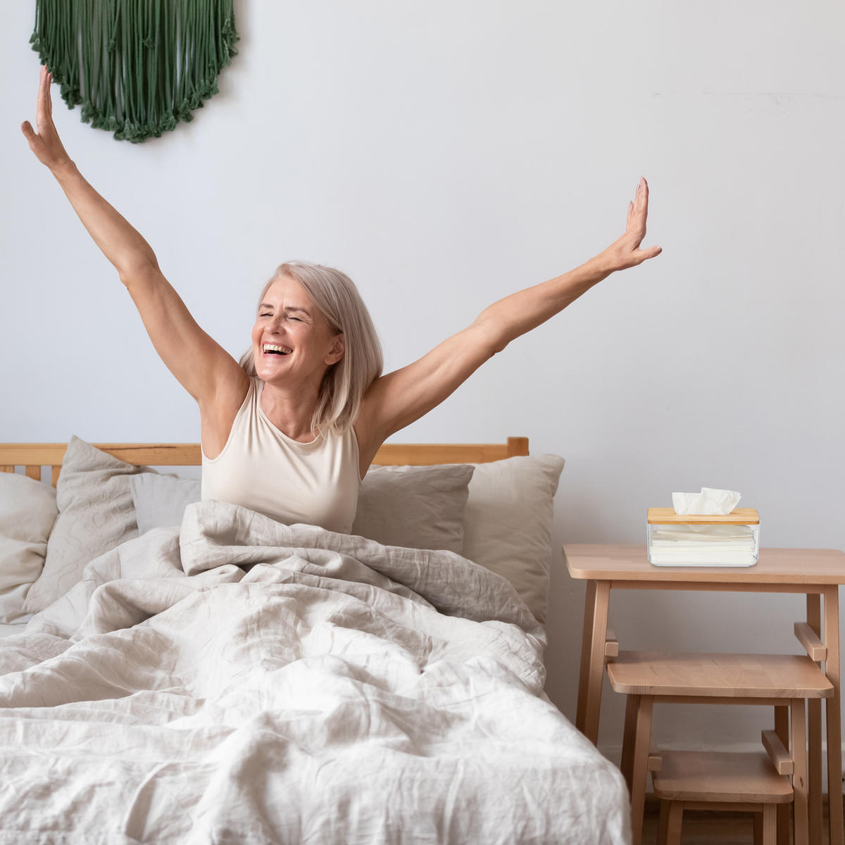 TÜCHERBOX - Multicolor, Holz/Kunststoff (13/23.5/10cm) - Relaxdays