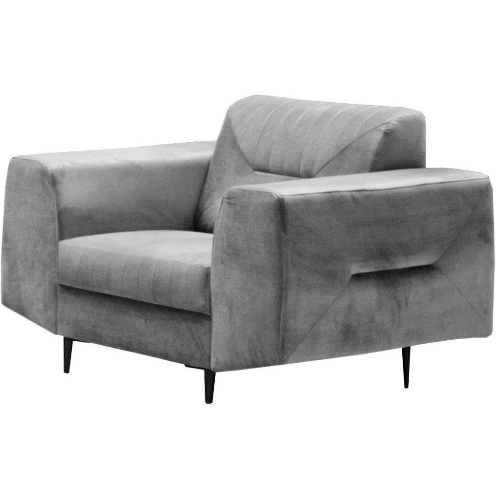 RELAXSESSEL Venezia hellgrau mit schwarzen Beinen - Hellgrau/Schwarz, Textil (112/85/94cm) - Beautysofa