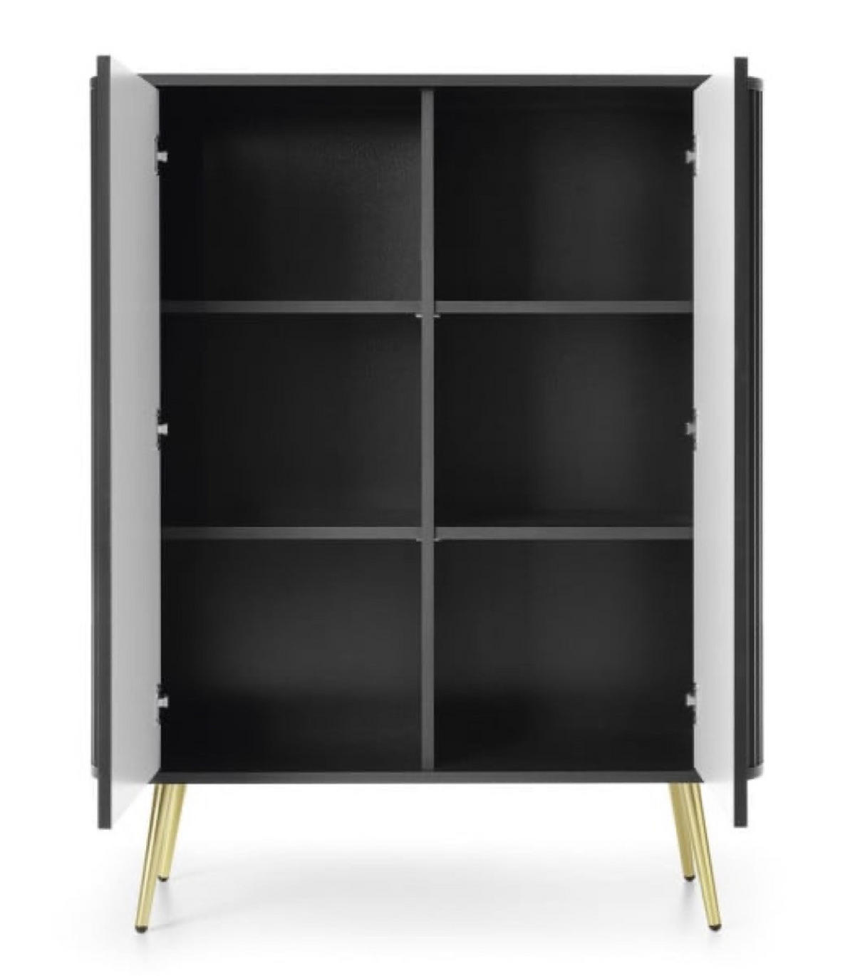 KOMMODE Schwarz K103 Hohe Gefräste Goldene Griffe - Schwarz, Holzwerkstoff (103/129/39cm) - Sepro Meble