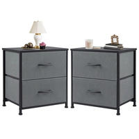 NACHTSCHRANK 2er Set 45,7/50,8/30 cm mit 2 Stoffschubladen grau - Grau, Metall (45.7/50.8/30cm) - Kaket