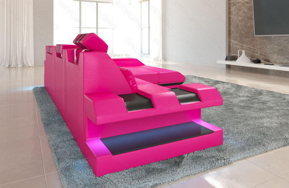 ECKSOFA Apollonia L - Pink, Leder (190/295cm) - Sofa Dreams