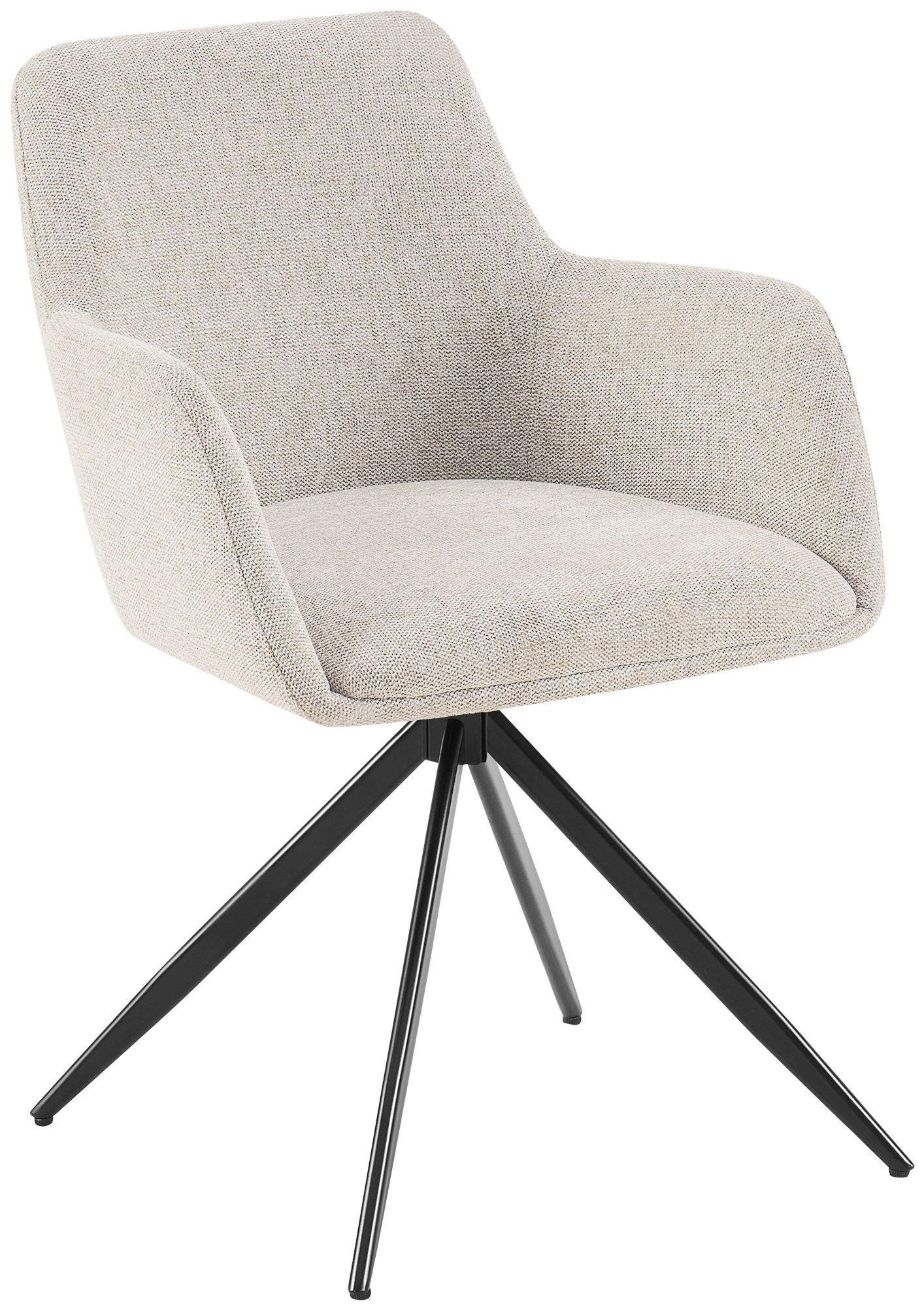 ARMLEHNENSTUHL Stoff Creme - Creme/Schwarz, Textil/Metall (56/81/62cm) - CLP