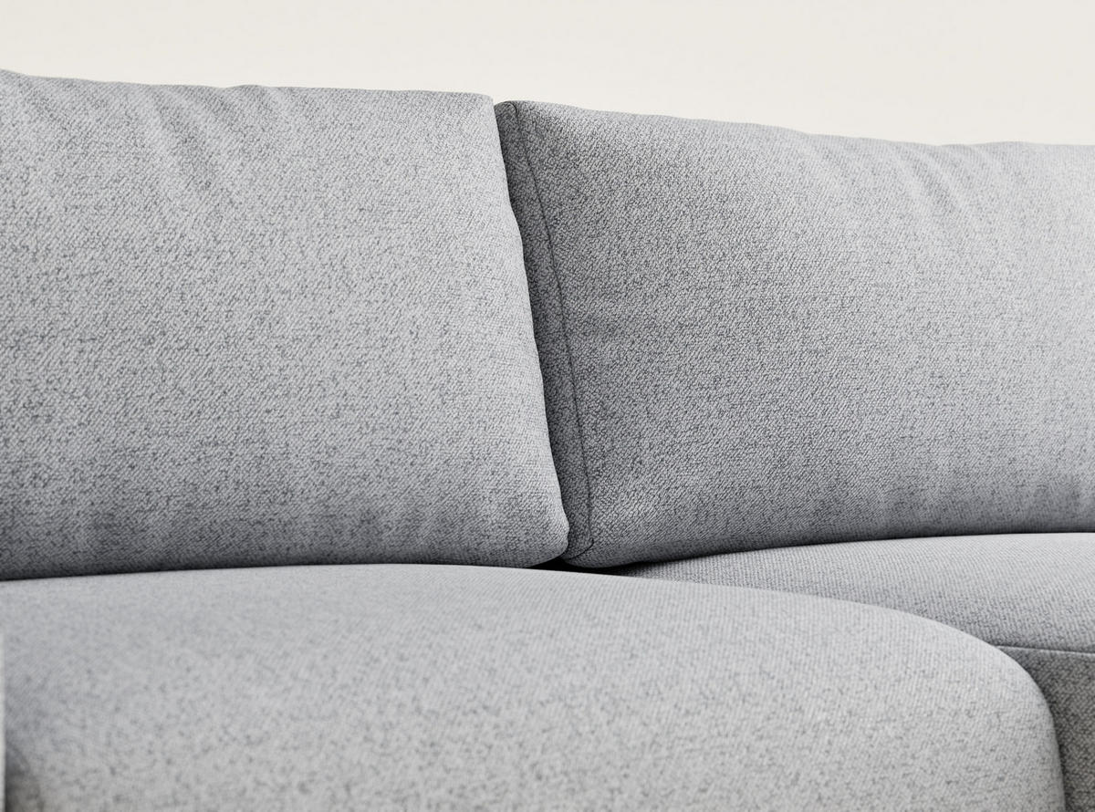 ECKSOFA MIT SCHLAFFUNKTION Numba Hellgrau Webstoff - Hellgrau/Schwarz, Holz/Holzwerkstoff (253/153cm) - Maison de Reve