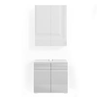 BADMÖBEL-SET Fredd Weiß Hochglanz 2 Teile - Weiß Hochglanz, Holzwerkstoff (56/60/34cm) - Vicco