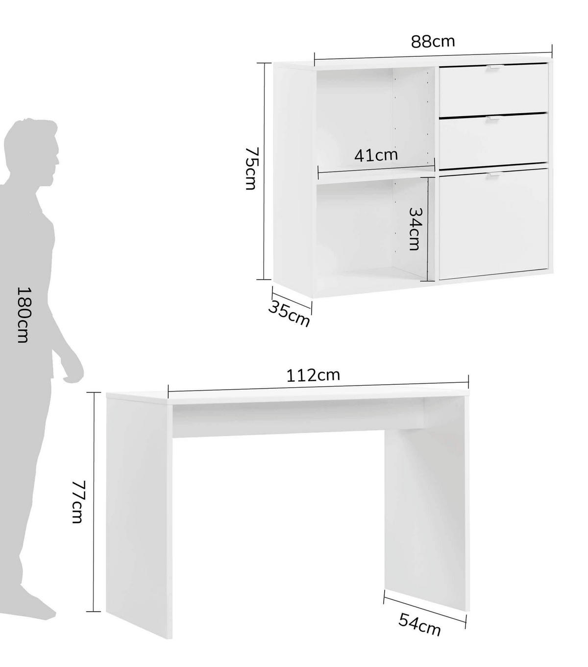 SCHREIBTISCH Der Produktive - Weiß, Holzwerkstoff (54/112/77cm) - Mokebo