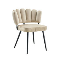 ESSZIMMERSTUHL 2er-Set Samt Beige/Schwarz - Beige, Metall (48/80/60cm) - Meubliv