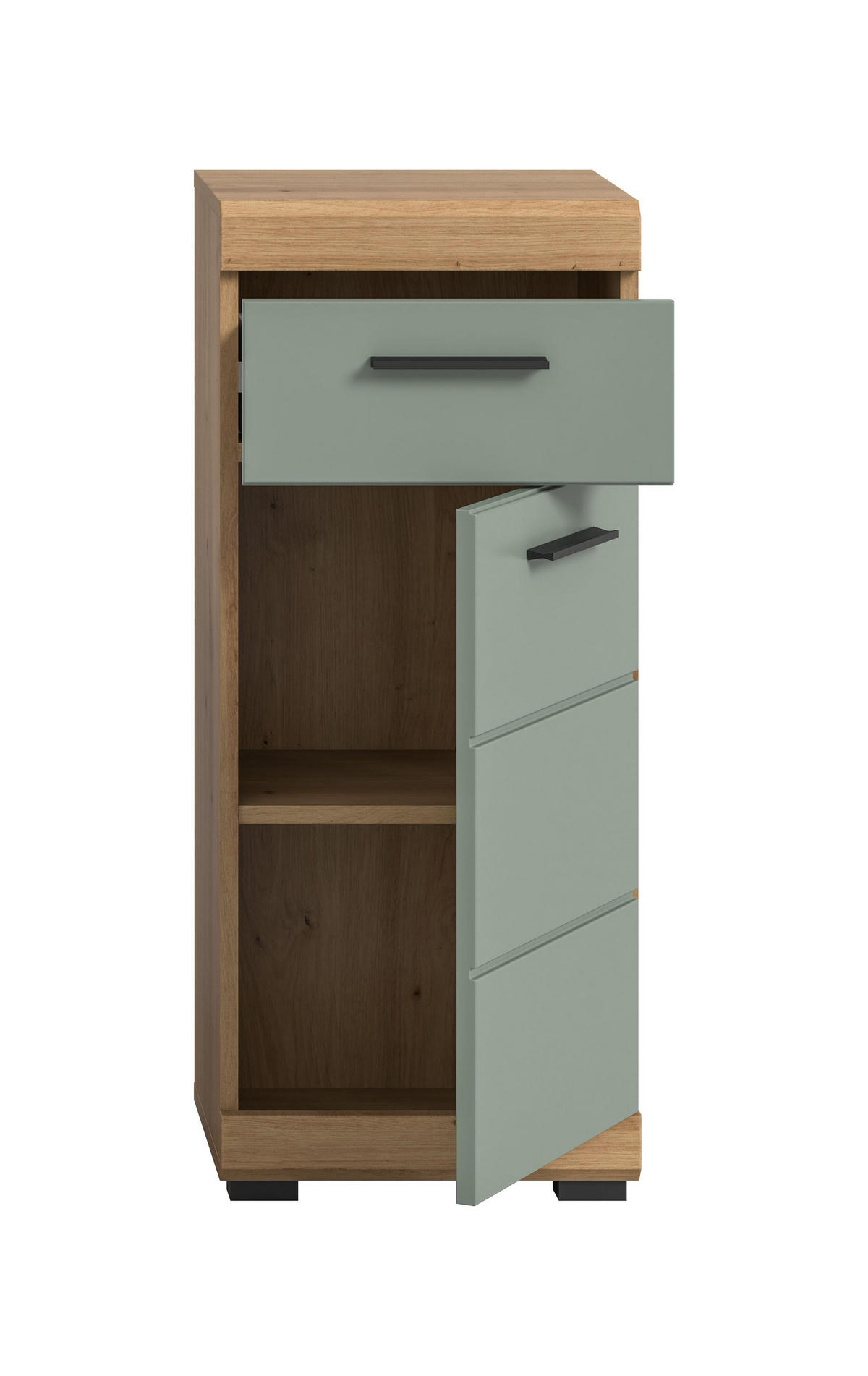 STANDSCHRANK Scout Bad in Artisan Eiche Nachbildung und Salbei Nachbildung B/H/T: 37x88x31 cm - Eiche Artisan, Holz (37/88/31cm)