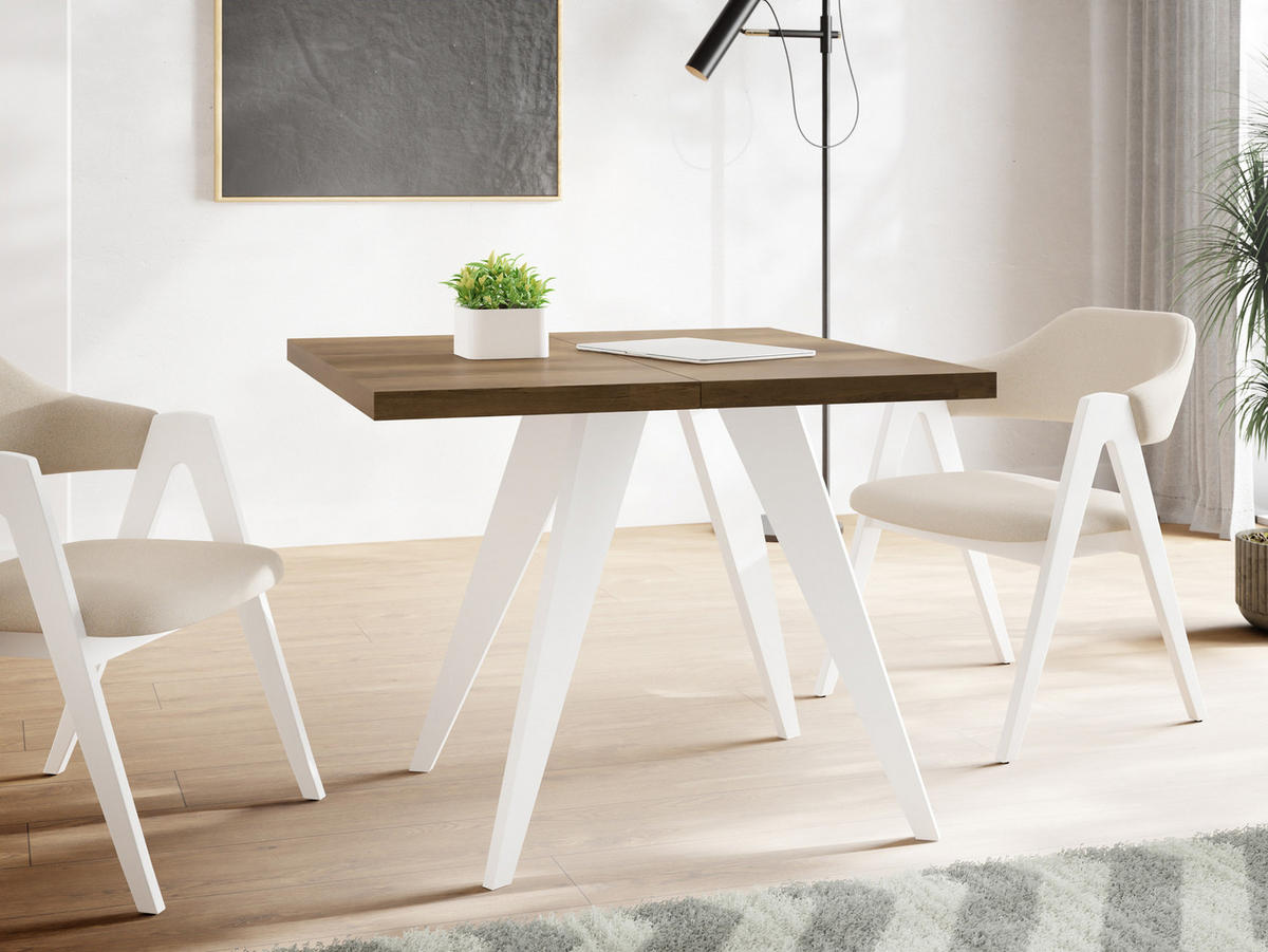 ESSTISCH Quadro quadratischer ausziehbarer, Lefkas Eiche 100-200/100/76 cm - Alteiche/Weiß, Holz/Holzwerkstoff (100/100/76cm) - WFL GROUP