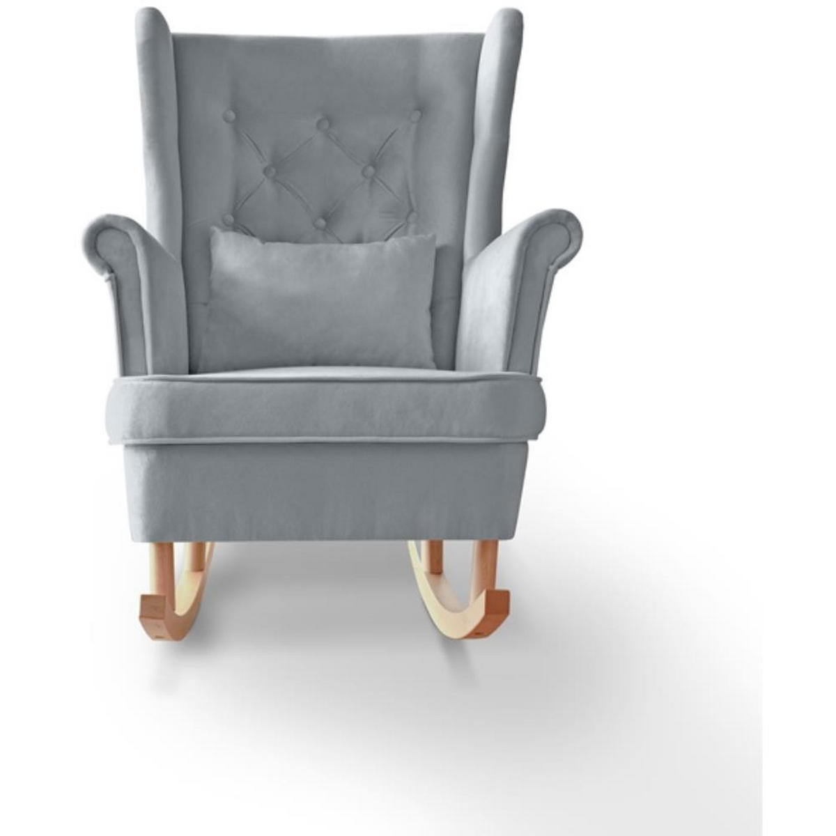 SCHAUKELSTUHL Fabio hellgrau mit Buchenbeinen - Buchefarben/Hellgrau, Textil (82/103/108cm) - Beautysofa