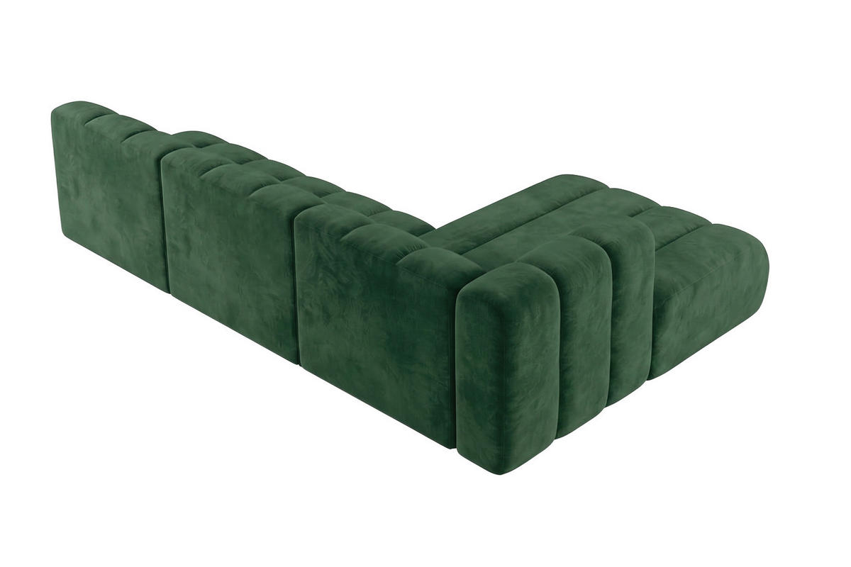 ECKSOFA Modulares In L-Form, Velvet-Stoff Riviera, Grün, Rechts, GRAND 295 cm - Grün, Holz (295/179cm) - Kaiser Möbel