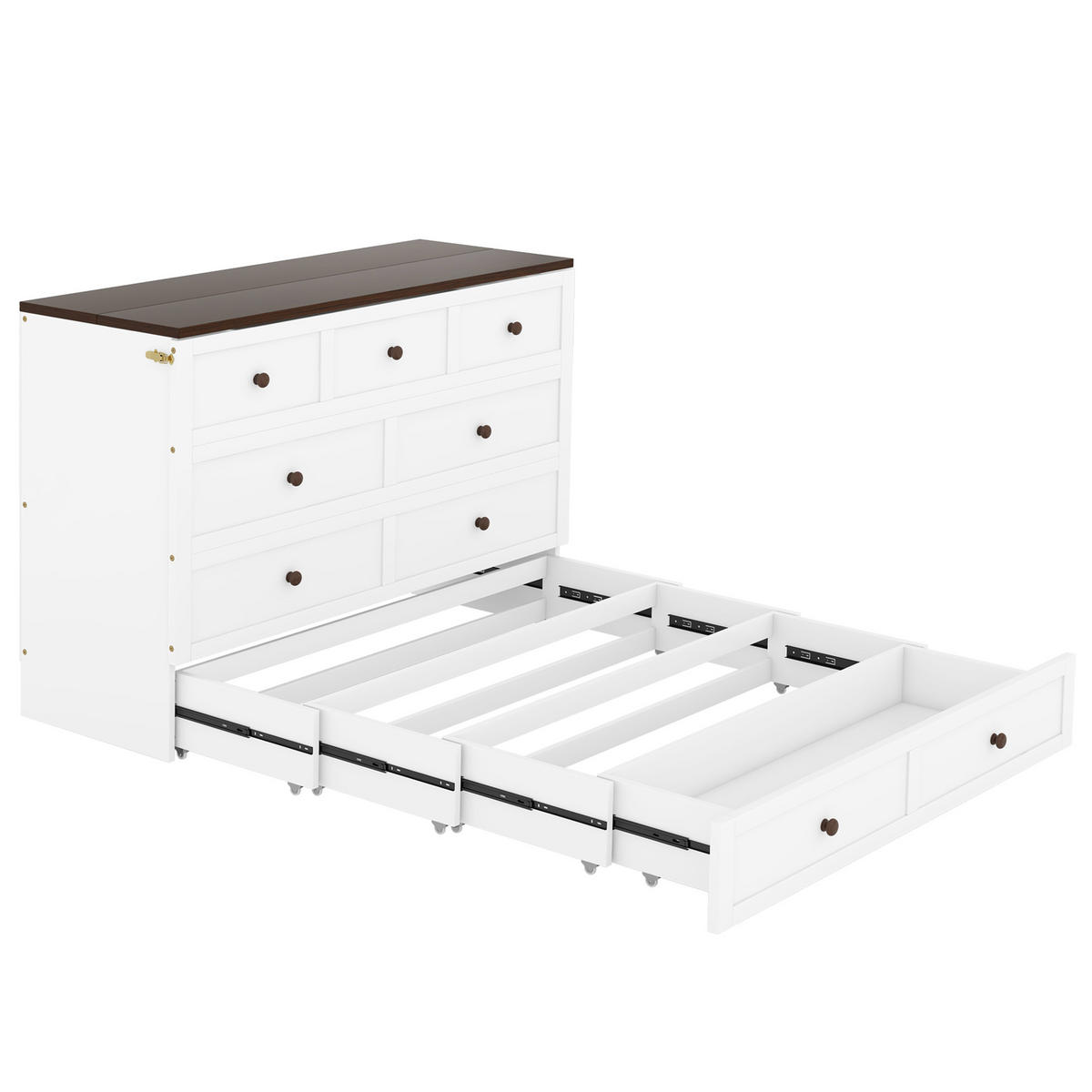 SCHRANKBETT 140x200cm Weiß mit Schubladen und Regal USB Steckdose - Weiß, Holz (140/200cm) - FLIEKS