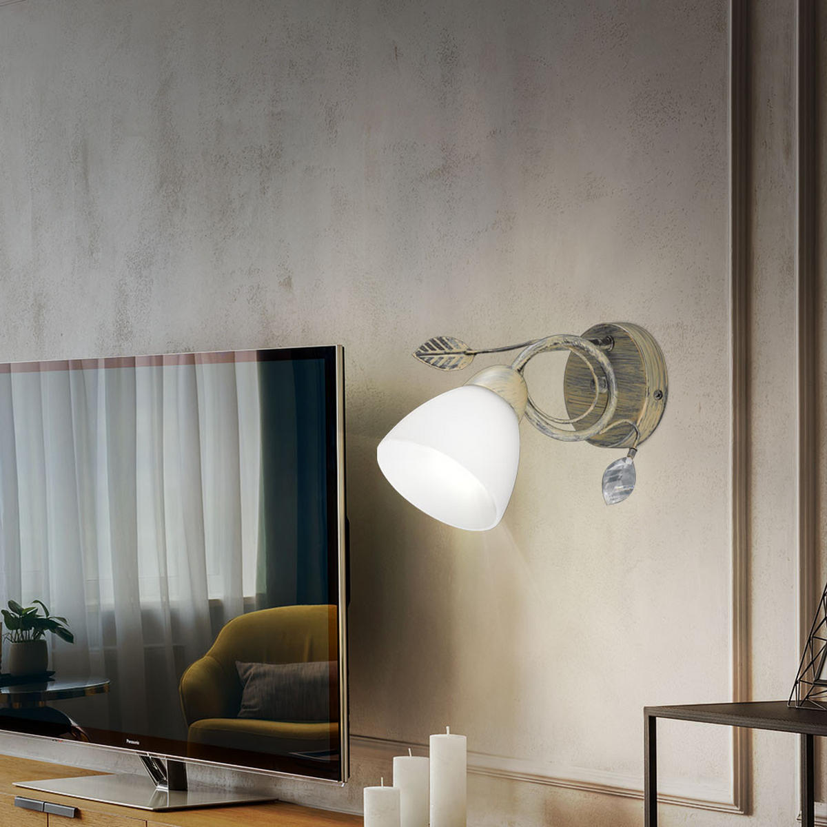 WANDLEUCHTE TRADITIO Silber - Silberfarben, Glas (13/21.5/29cm)