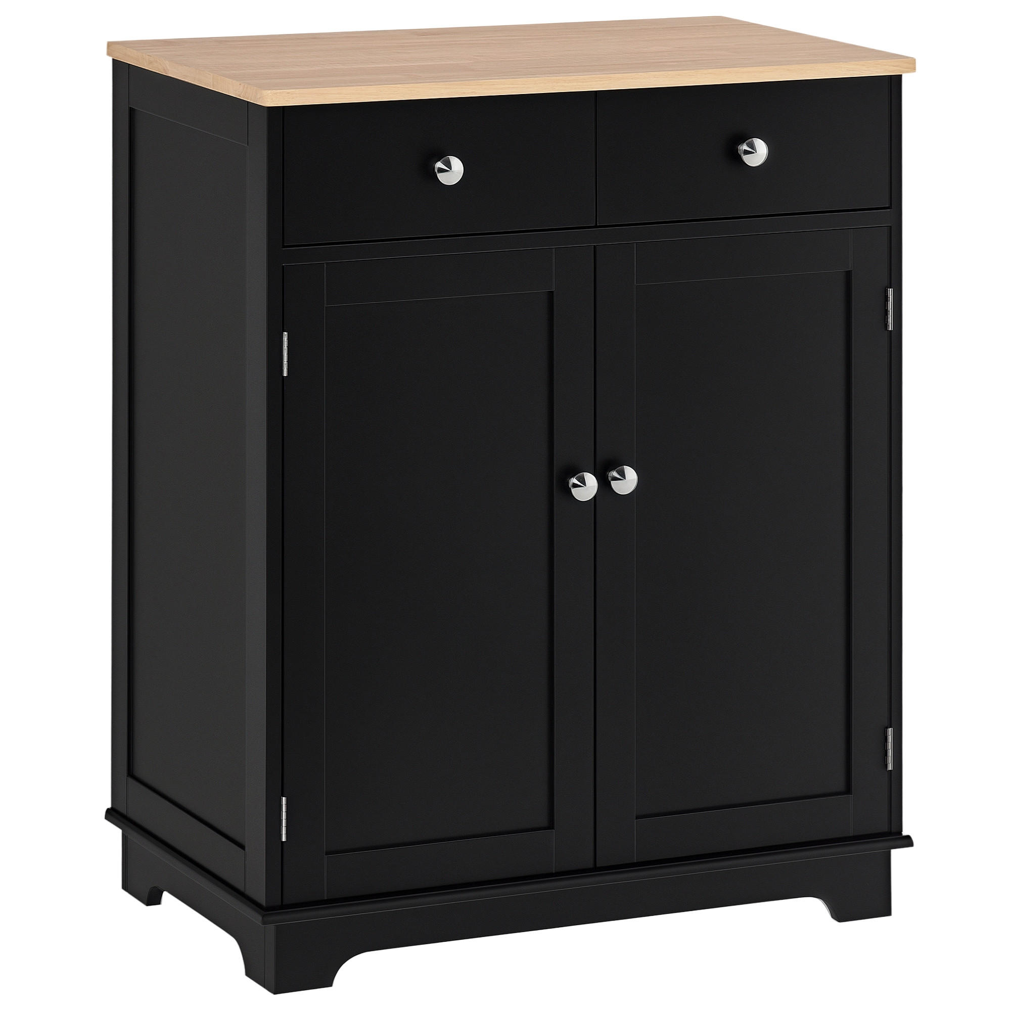 SIDEBOARD Schwarz und Naturholz, 2 Türen, 2 Schubladen, 68/40,3/85 cm - Schwarz, Holz (68/85/40.3cm) - PANGIVO