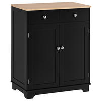 SIDEBOARD Schwarz und Naturholz, 2 Türen, 2 Schubladen, 68/40,3/85 cm - Schwarz, Holz (68/85/40.3cm) - PANGIVO