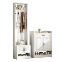 GARDEROBEN-SET in Weiß Komplett-Garderobe mit Schuhbank Schrank & Wandpaneel - Weiß, Holzwerkstoff (125/190/36cm) - Urban Meuble