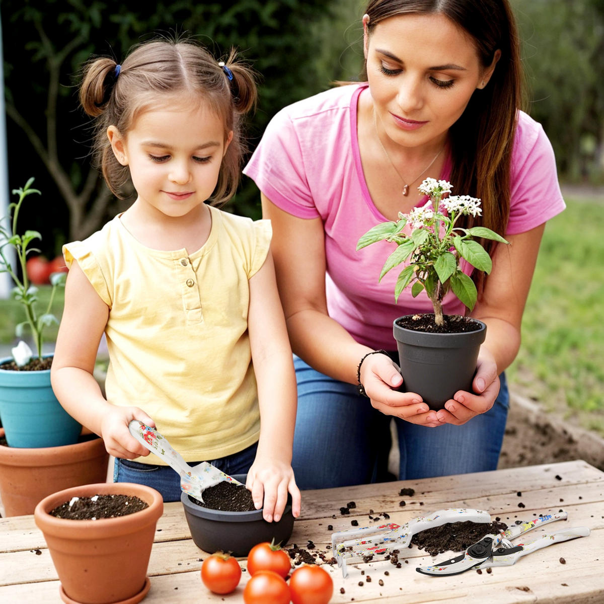 GARTENWERKZEUG-SET aus Aluminium Mehrfarbig - Multicolor, Metall (7/3/26.5cm) - Outsunny