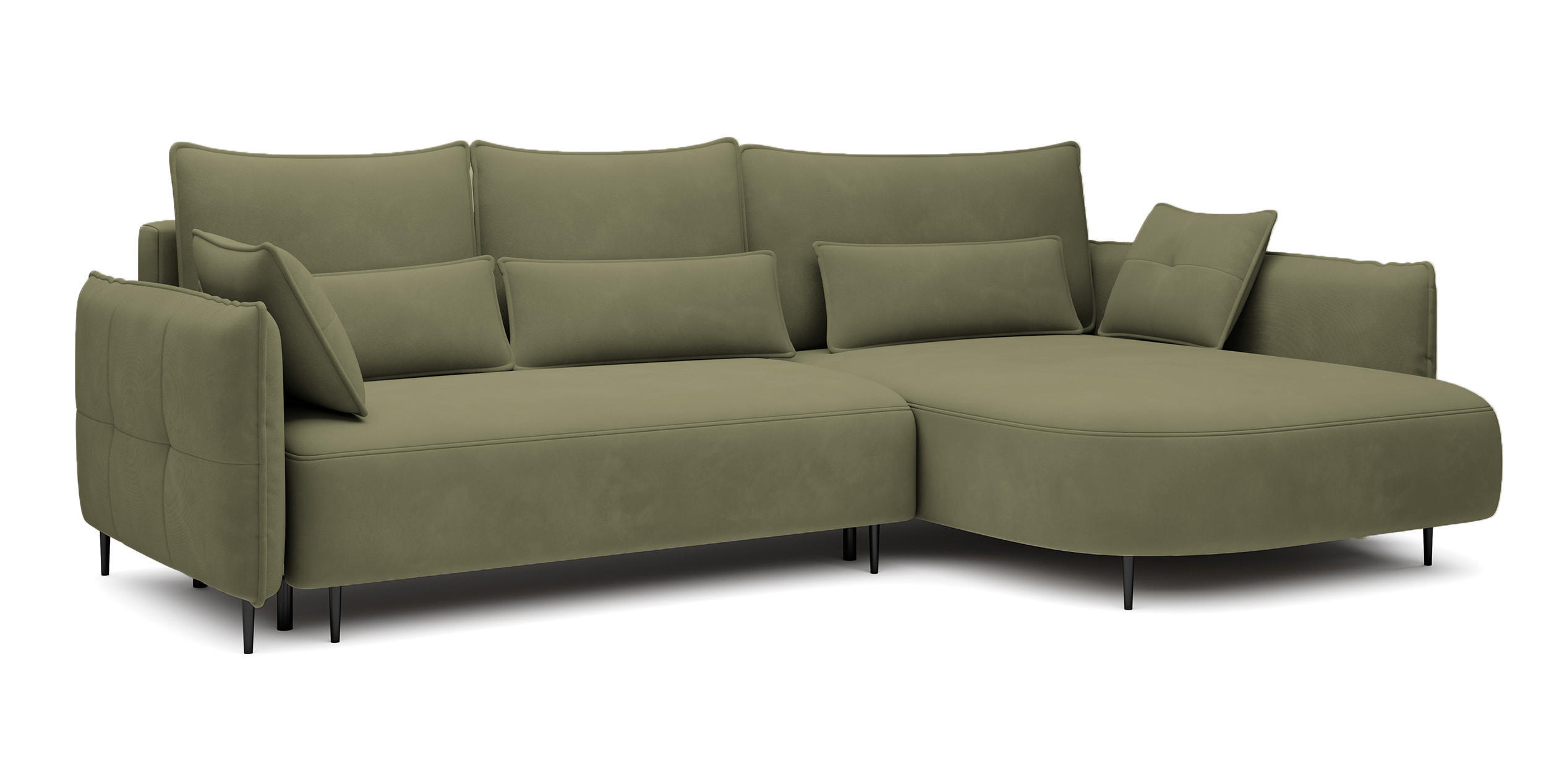 ECKSOFA Oblivio Olivgrün Velours - Schwarz/Olivgrün, Textil/Metall (285/200cm) - Selsey