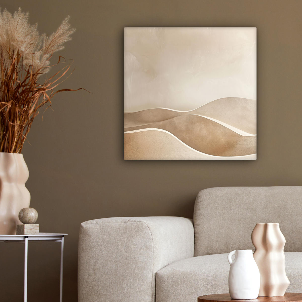 LEINWANDBILD Beige - Natur - Abstrakt - Modern 50x50 cm - Beige, Textil (50/50cm) - MuchoWow