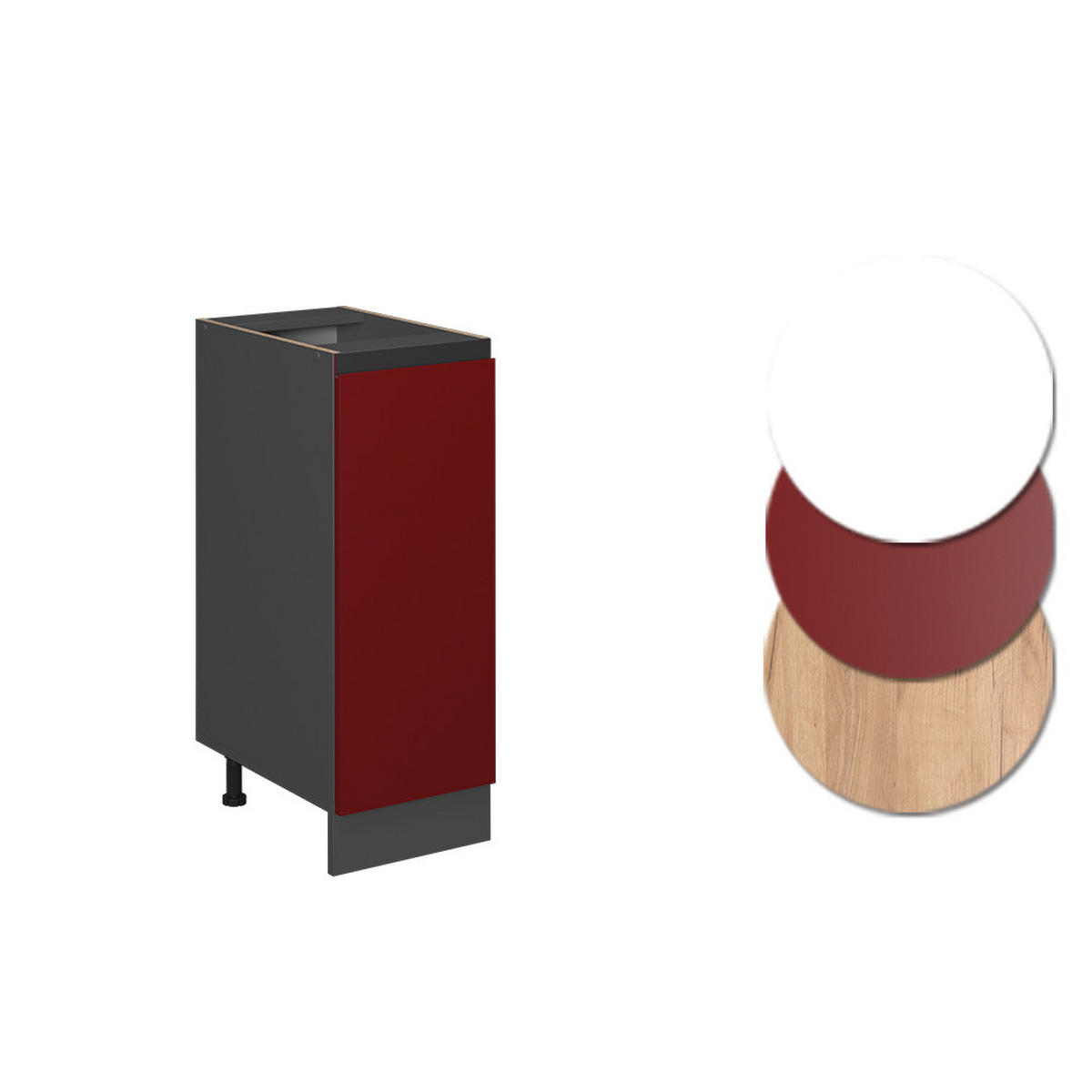 APOTHEKERUNTERSCHRANK R-Line Rot 30 cm J-Shape, ohne AP - Anthrazit/Rot, Holzwerkstoff (30/81.6/46cm) - Vicco