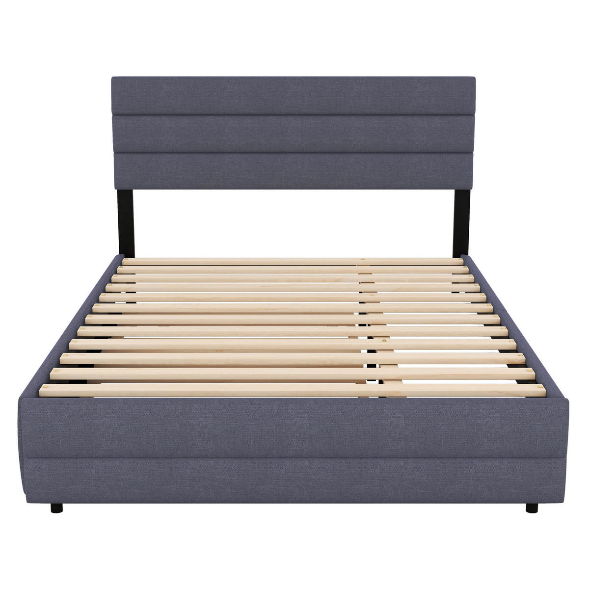 TAPECIRANI krevet 140/200 cm s izvlačnim ležajem i 2 ladice, Siva - siva, drvni materijal (140/200cm) - Redom