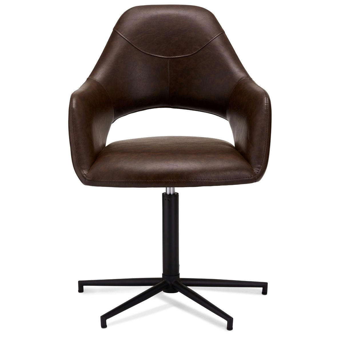 STUHL-SET 2 Stück in Kunstleder - Schwarz/Braun, Textil/Metall (59/89/64cm) - Furnhouse