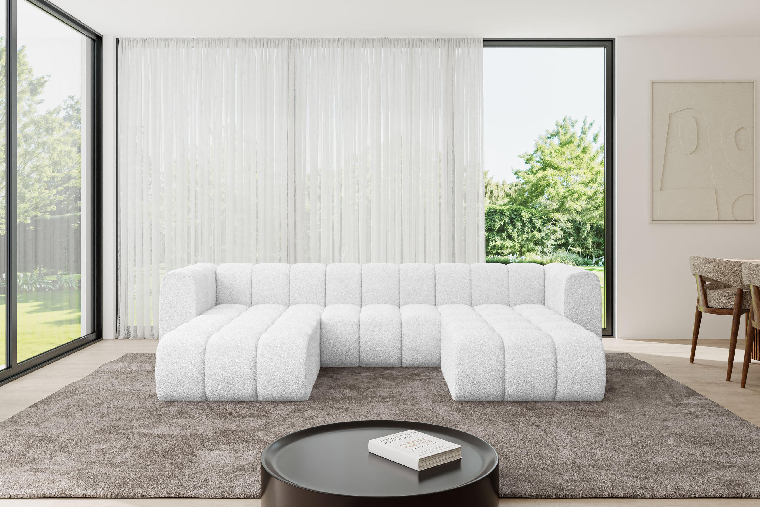 WOHNLANDSCHAFT modulares Sofa Joren-U1 - 319x177x70 cm Weiß - Weiß, Holzwerkstoff/Textil (319/70/177cm) - ALTDECOR