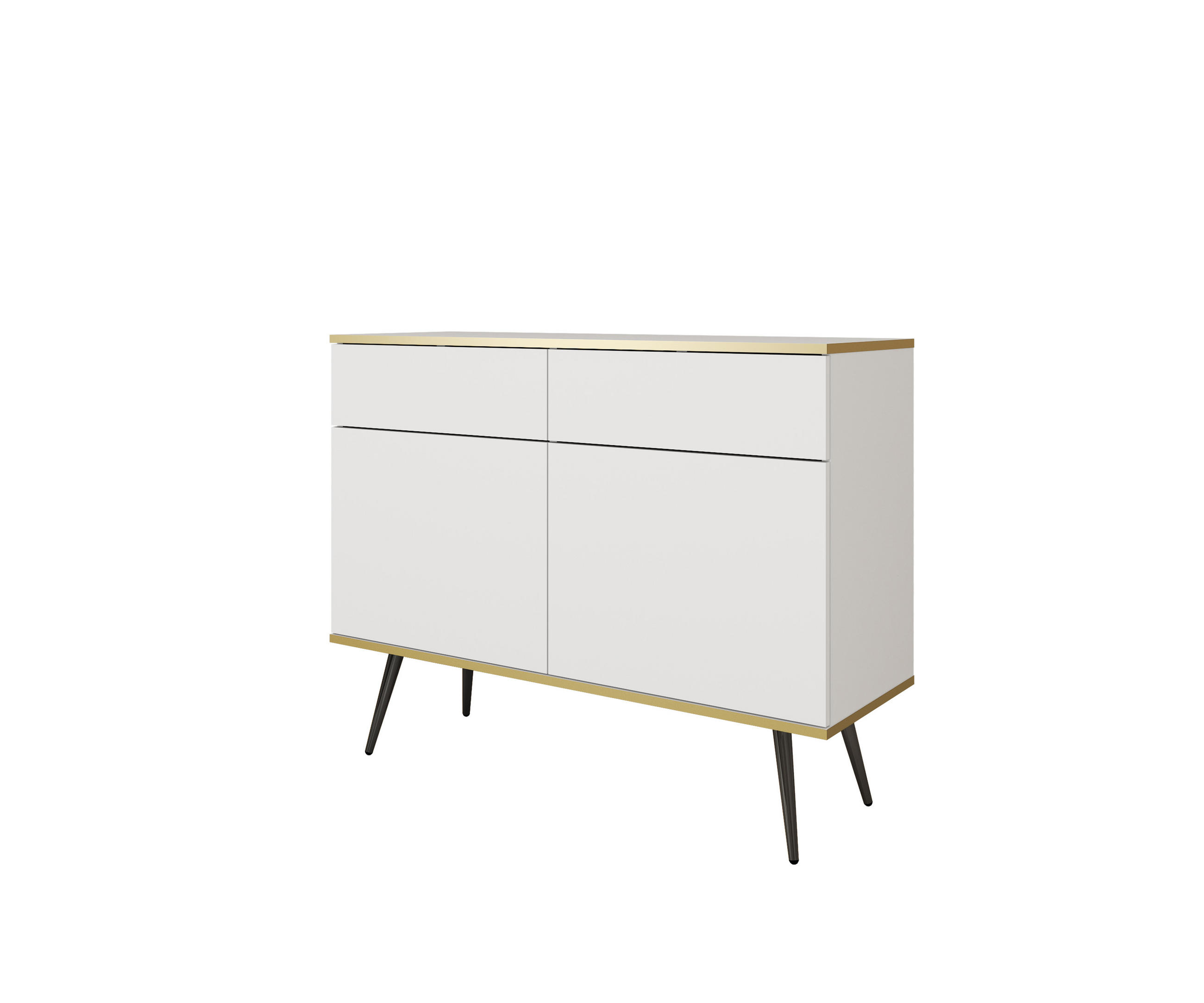 KOMMODE KSZ-107 - KSZ-107, Hochglanz, Schubladen Push-to-Open 107x39x85 cm Weiß/Schwarz - Schwarz/Weiß, Holzwerkstoff/Kunststoff (107/85/39cm) - DomoHome