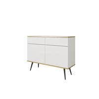 KOMMODE KSZ-107 - KSZ-107, Hochglanz, Schubladen Push-to-Open 107x39x85 cm Weiß/Schwarz - Schwarz/Weiß, Holzwerkstoff/Kunststoff (107/85/39cm) - DomoHome