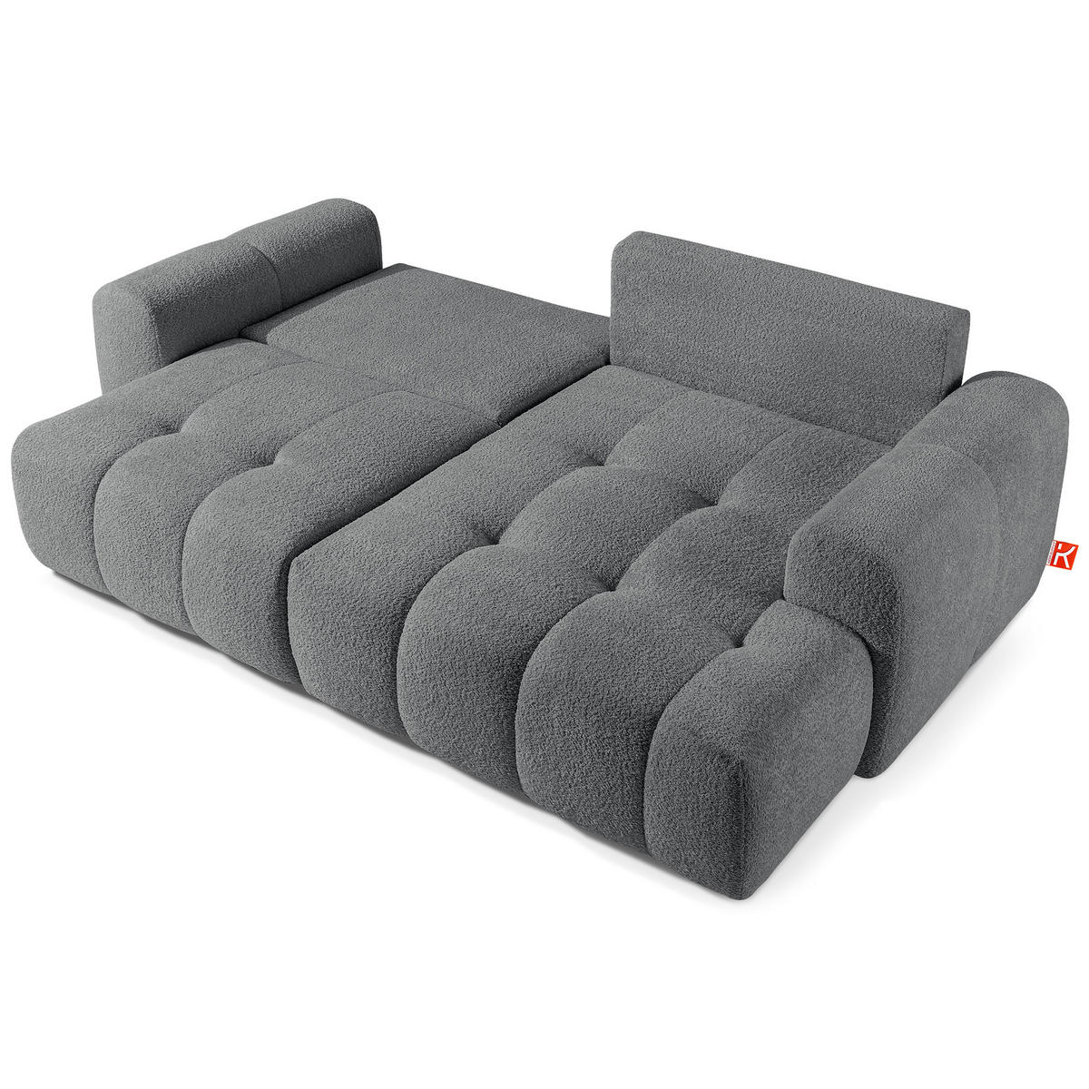 ECKSOFA RECHTS RAVIA, Bouclé, Dunkelgrau - Dunkelgrau, Holz/Textil (256/104cm) - KONSIMO®