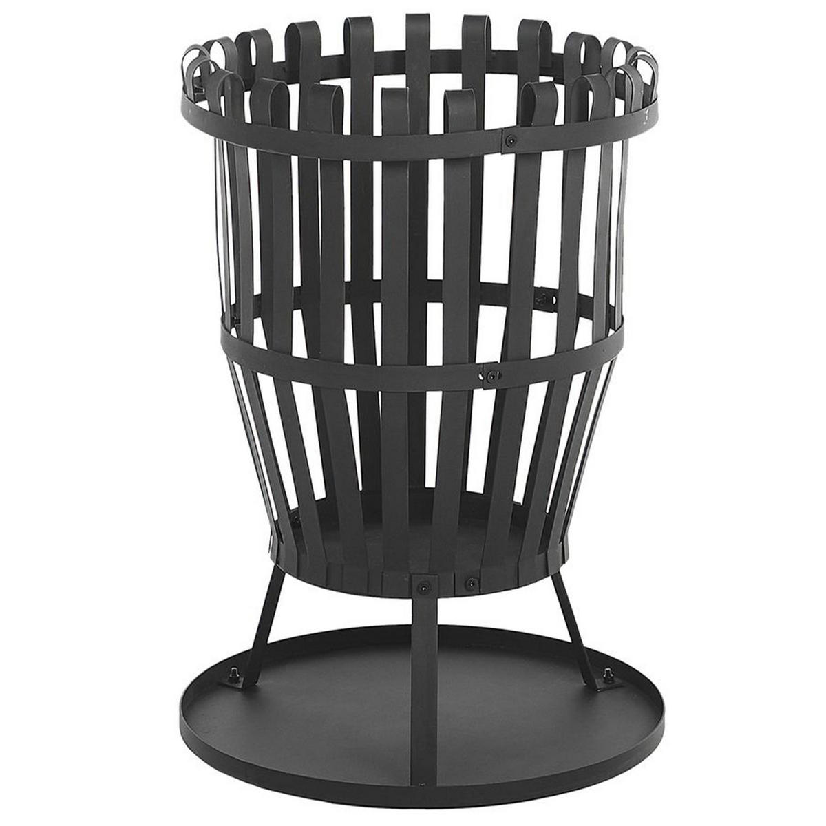 FEUERSTELLE Stahl schwarz rund mit Bodenplatte Pulo - Schwarz, Metall (49/72/49cm)