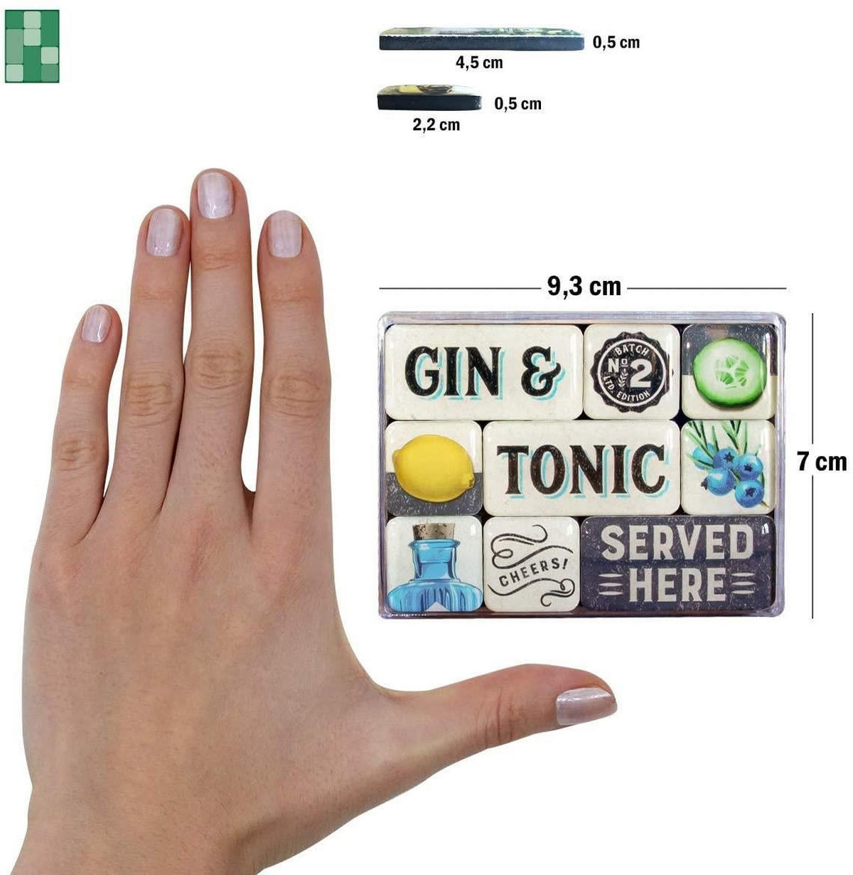 MAGNETSET 9-teilig Open Bar Gin & Tonic Served Here - Multicolor, Metall (9/7/2cm) - Nostalgic-Art