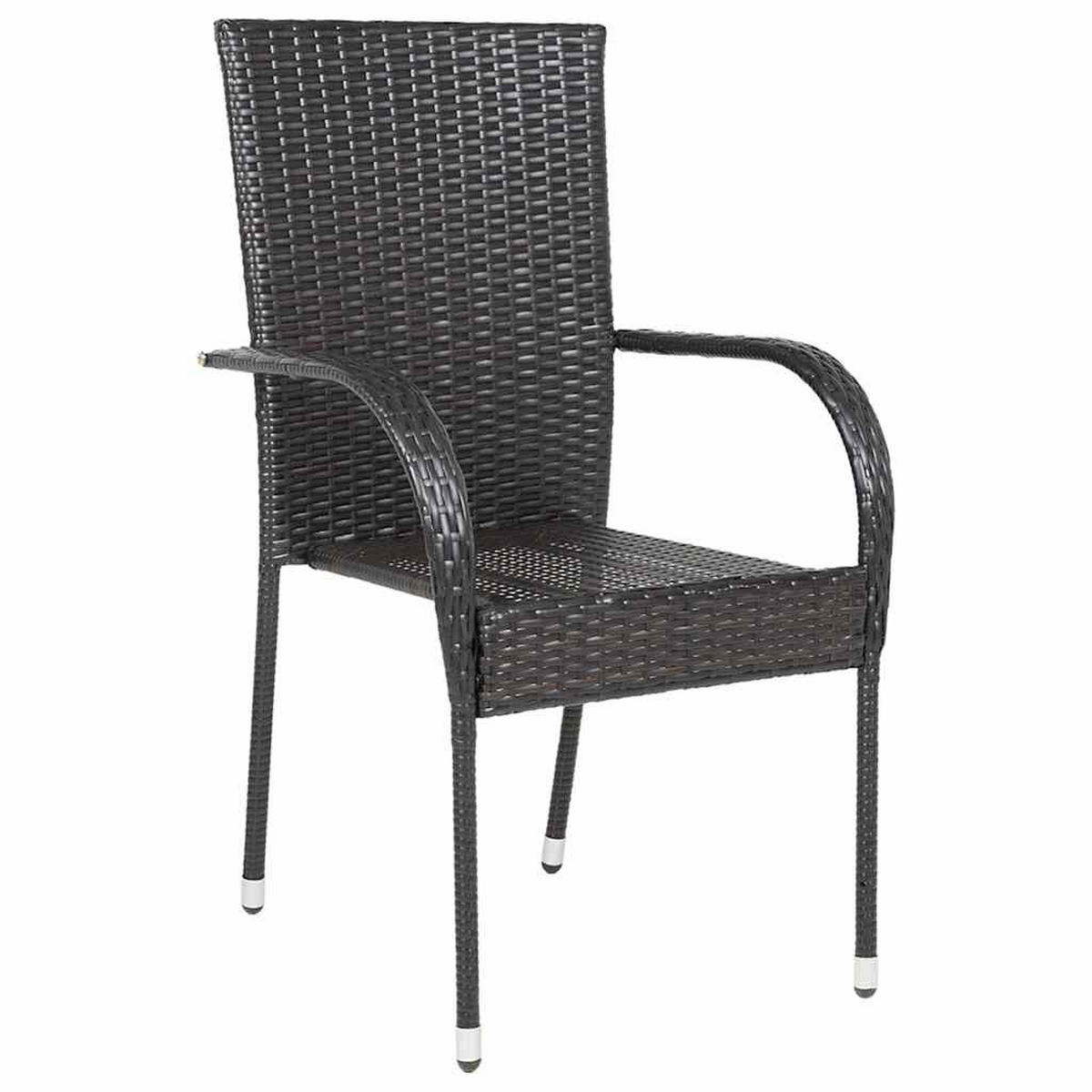 STAPELBARE Gartenstühle 2 Stk. Poly Rattan Braun - Braun, Holz (55.5/95/53.5cm) - furnicato