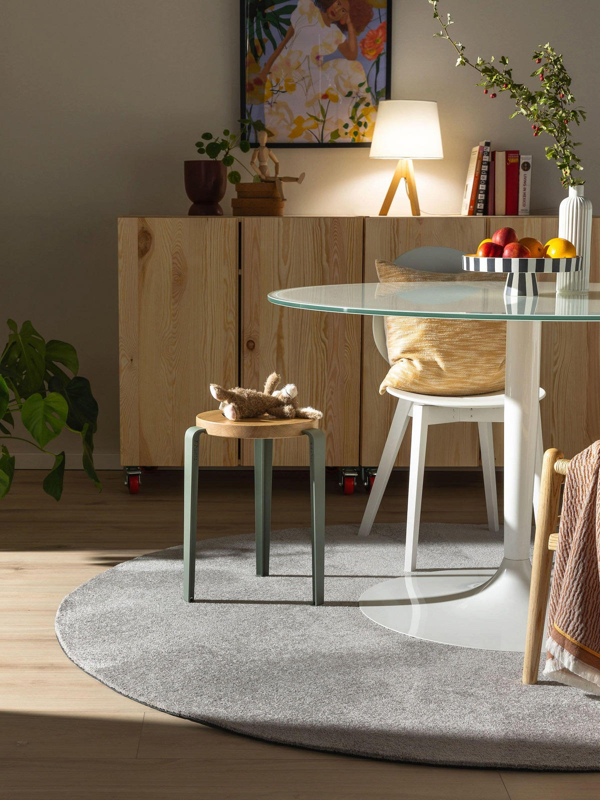 TEPPICH Nina waschbar ø 200 cm rund - Grau, Kunststoff (200/200cm) - benuta Nest