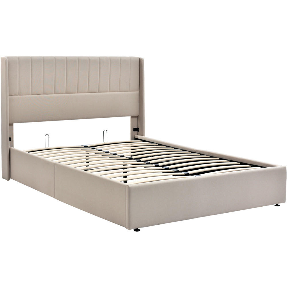 POLSTERBETT 160/200 cm in Beige Leinen - Beige, Holz/Textil (160/200cm) - KOMHTOM