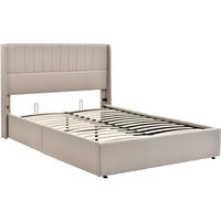 POLSTERBETT 160/200 cm in Beige Leinen - Beige, Holz/Textil (160/200cm) - KOMHTOM