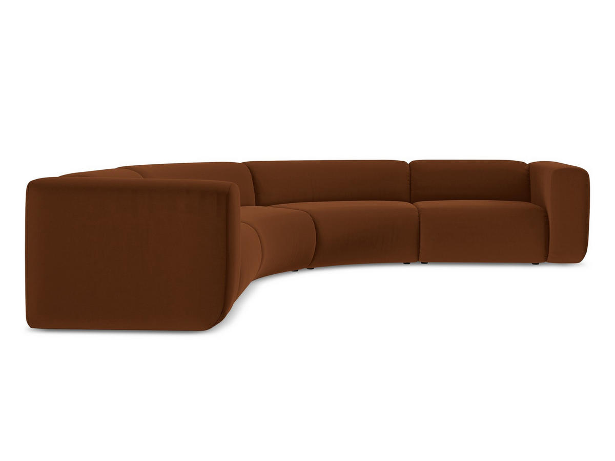 ECKSOFA Samt Stoff Orange - Terracotta/Schwarz, Kunststoff/Textil (318/318cm) - Makamii