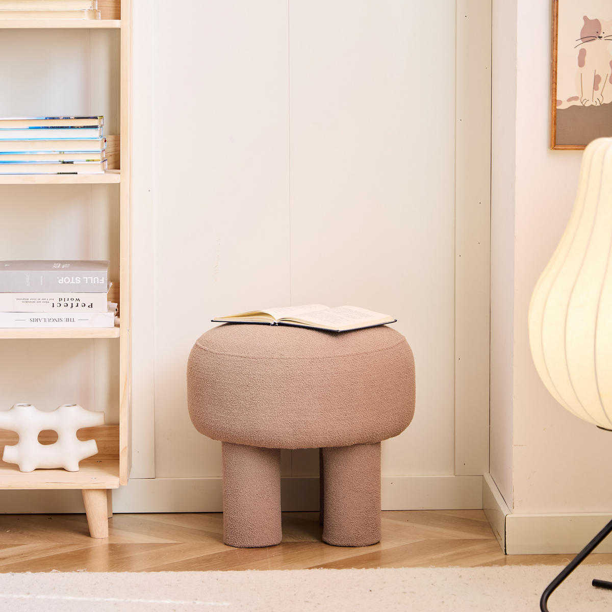 POUF Wolle Taupe - Beige, Textil (42.5/42/42.5cm) - Nordlys