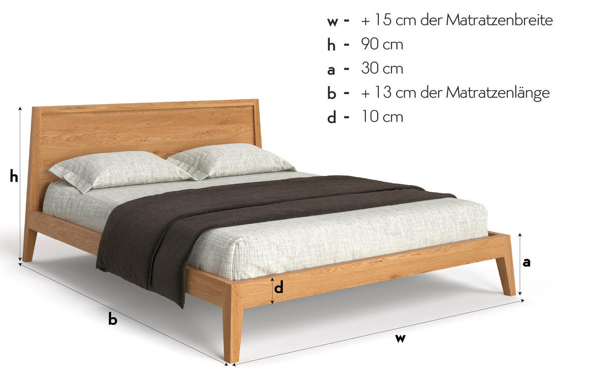 MASSIVHOLZBETT Sola aus Eiche 180x200 cm - Eichefarben/Braun, Holz (180/200cm) - Danzz