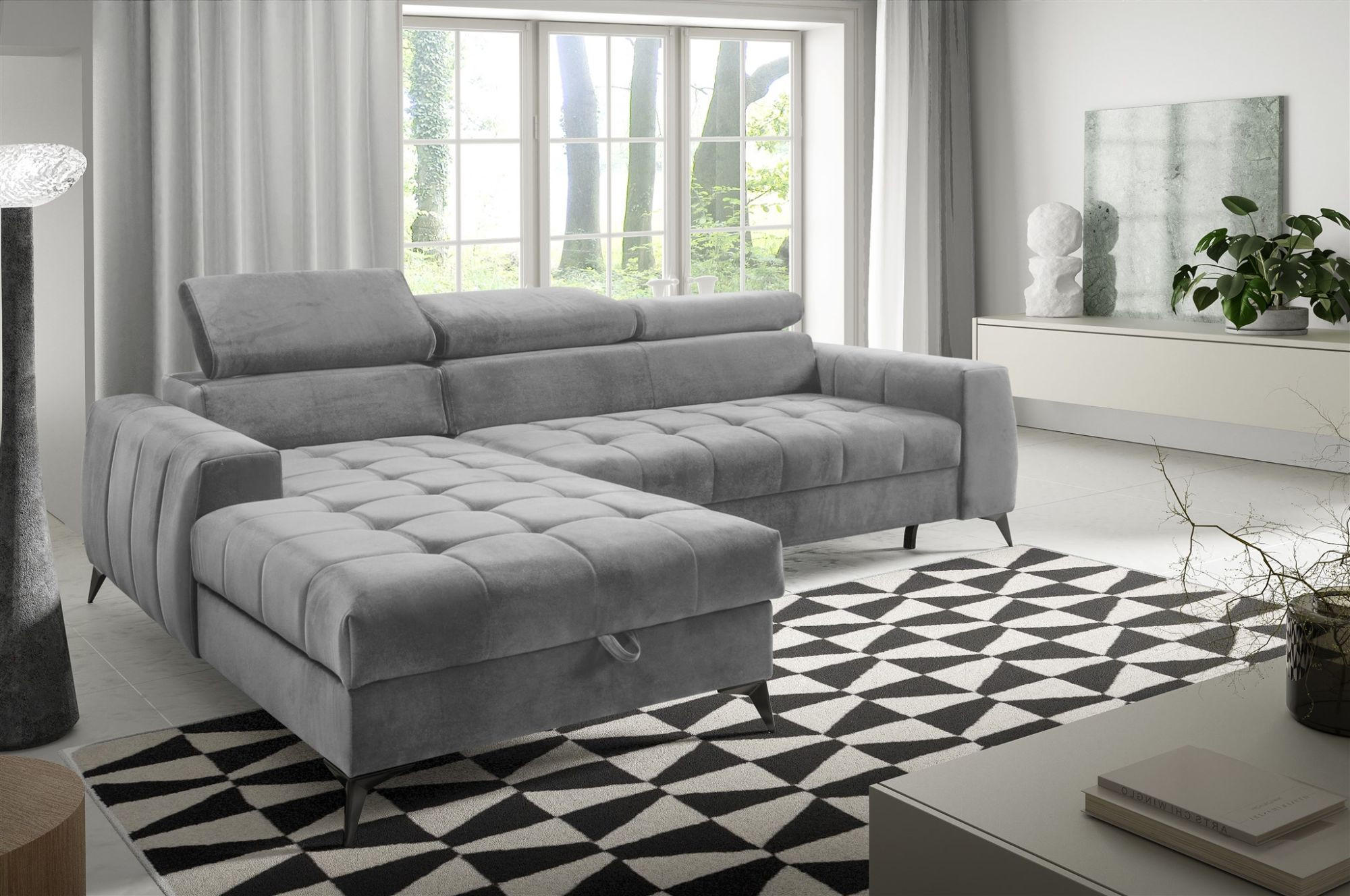 ECKSOFA Agnesa Xs In Salvador - Hellgrau, Holzwerkstoff/Textil (260/200cm) - Fun Möbel