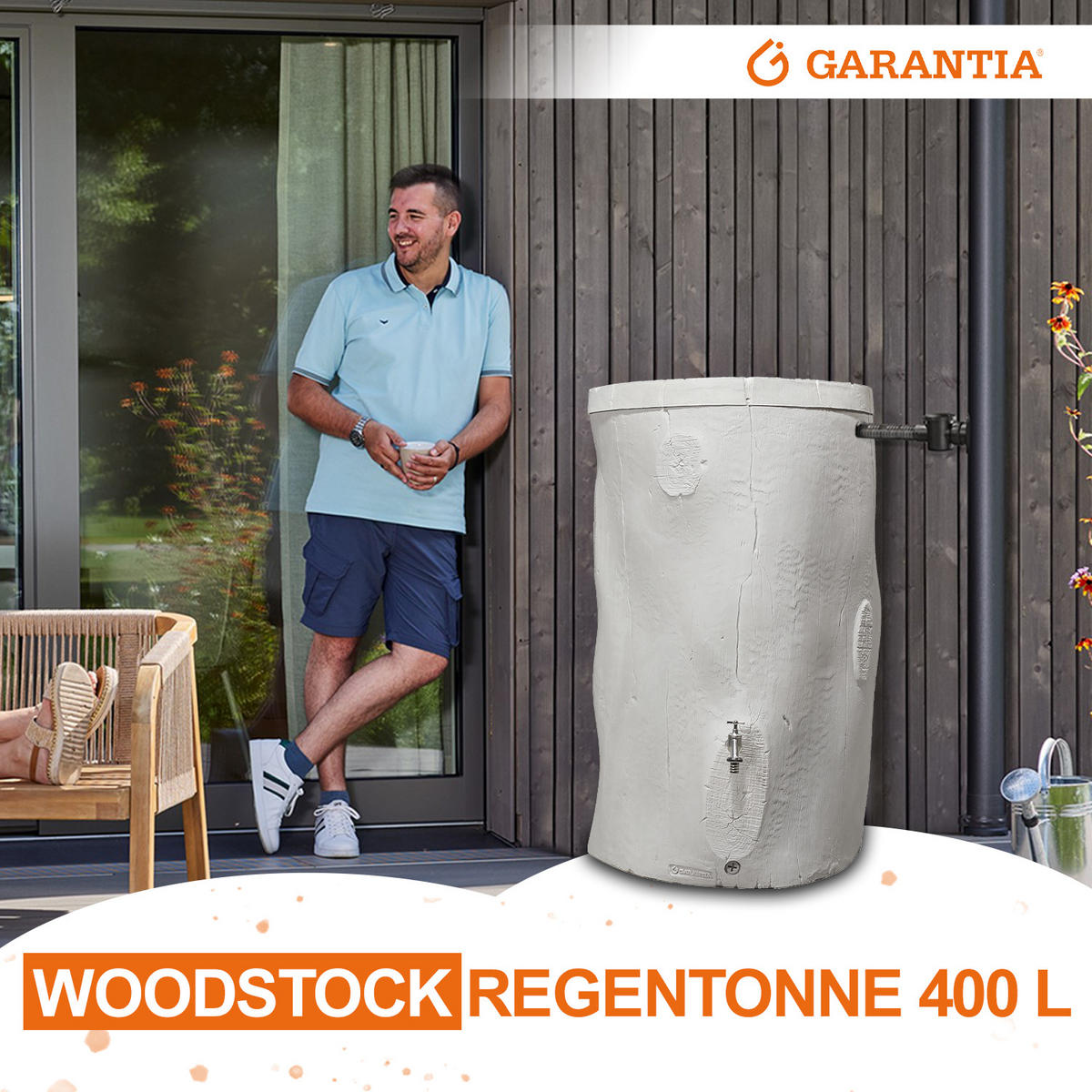 STOCK Regentonne 400 L, grey - Grau, Kunststoff (72/119/72cm) - GARANTIA