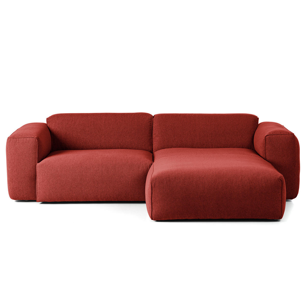 1,5-SITZER ECKSOFA mit Longchair - Rot/Schwarz, Kunststoff/Textil (260/173cm) - home24