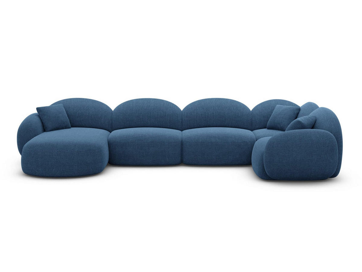 WOHNLANDSCHAFT Mirello U-Form Dunkelblau Strukturstoff - Dunkelblau, Textil (333/77/193cm)