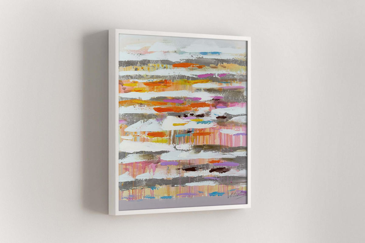 OLEJOMAĽBA 60/60 cm, Zvieratá - oranžová/viacfarebná, drevo/textil (60/60cm) - KUNSTLOFT