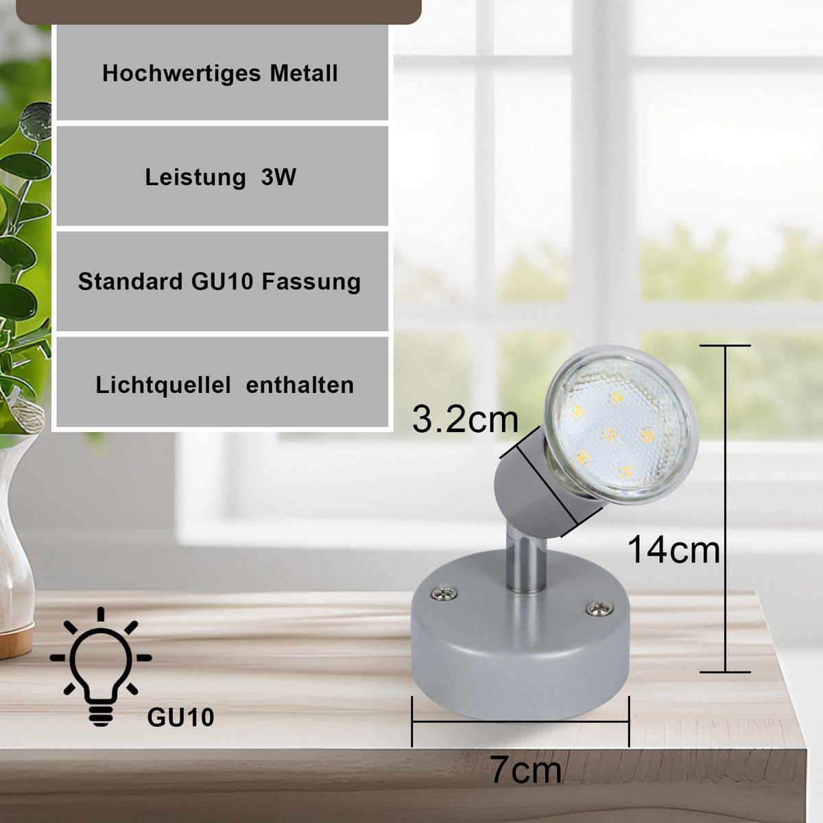 DECKENLEUCHTE Lenz 14/10/7cm - Silberfarben, Metall (14/10/7cm) - Nettlife