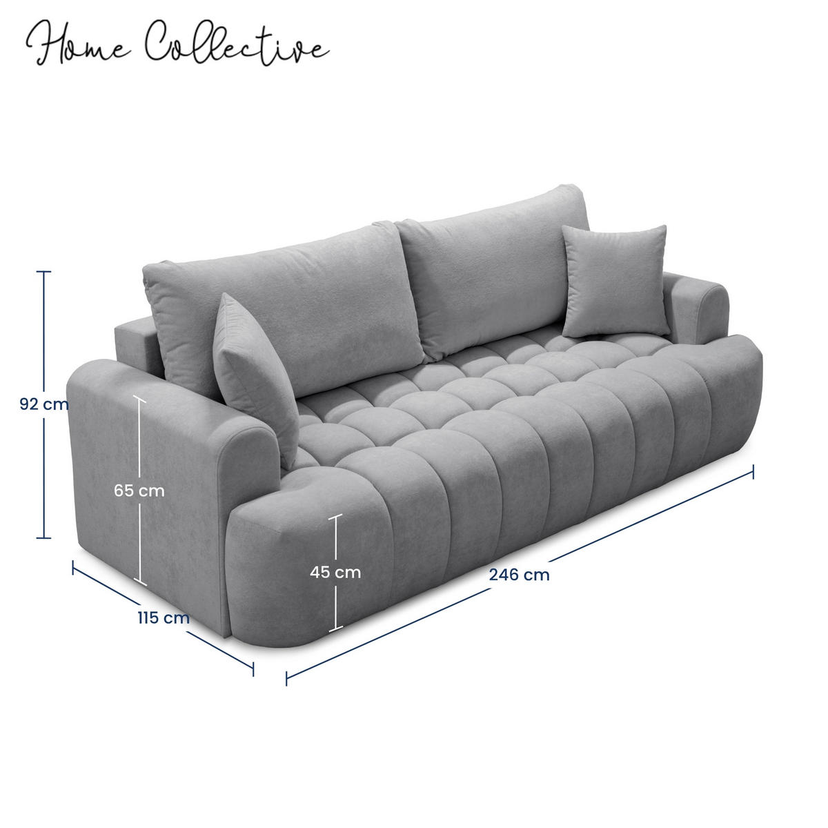 SOFA in Aschgrau - Grau, Textil (246/92/115cm) - Home Collective