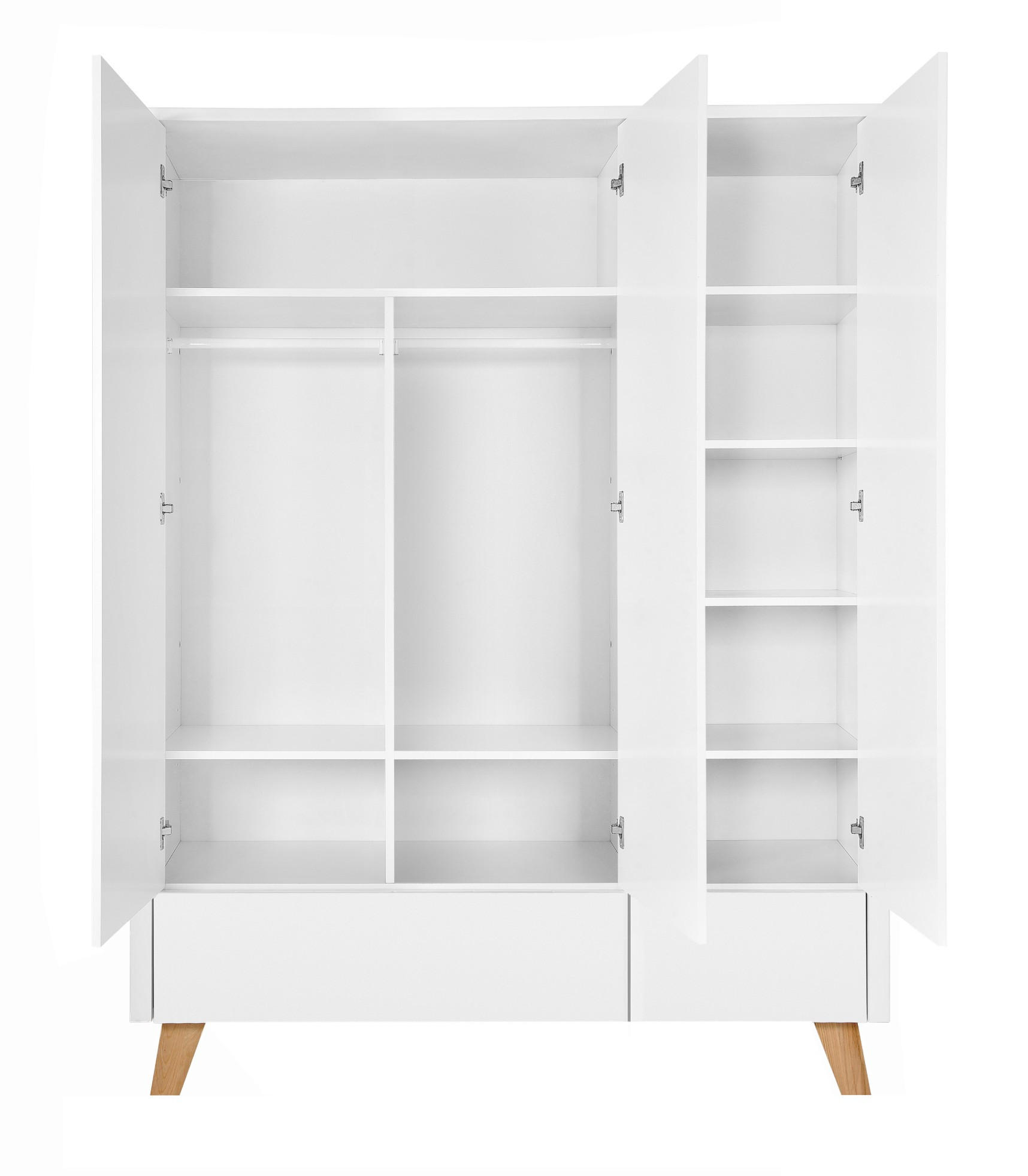 KINDERKLEIDERSCHRANK Zara_3, 3-türig – ideal für das Kinderzimmer - Weiß, Holzwerkstoff (136/176/51cm) - RAUMHIRSCH FURNITURE