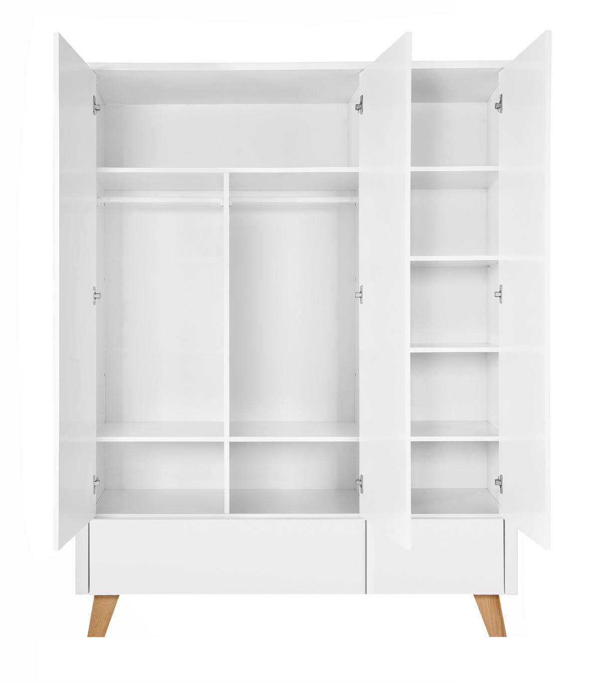 KINDERKLEIDERSCHRANK Zara_3, 3-türig – ideal für das Kinderzimmer - Weiß, Holzwerkstoff (136/176/51cm) - RAUMHIRSCH FURNITURE