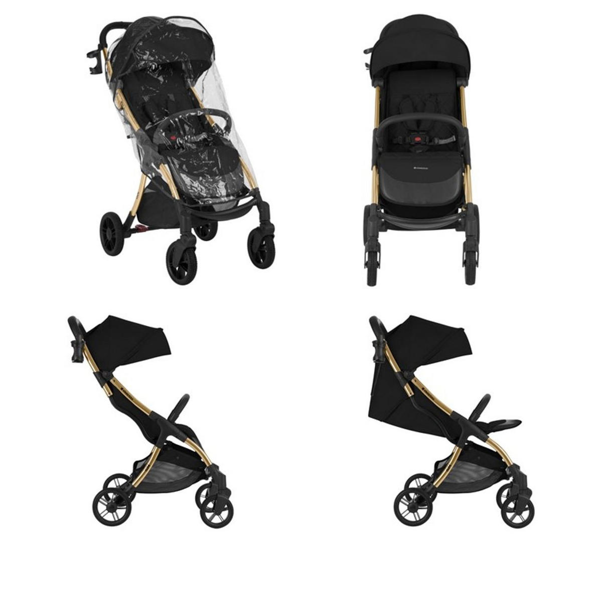 BUGGY Cloe bis 22 kg schwarz gold Aluminiumrahmen faltbar Getränkehalter - Schwarz, Metall (72/43/102cm) - Kikka boo