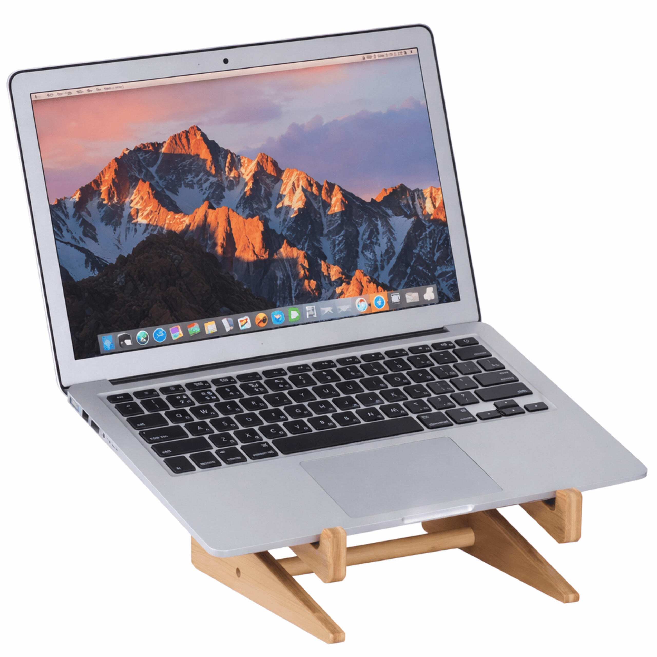 LAPTOPSTÄNDER Natur Bambus 2in1 - Hellbraun, Holz/Textil (21/21/11.5cm) - Relaxdays